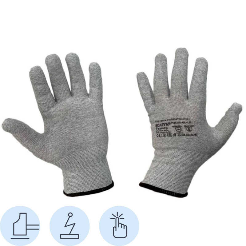 Перчатки защитные антистатич SCAFFA Antistat Контакт PU1350AK-LG нейлон р.9 - фото 1