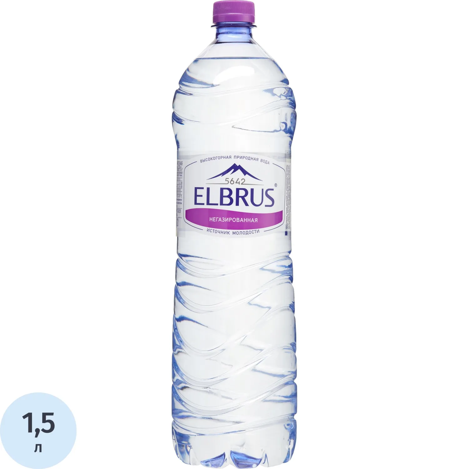 Вода минеральная Эльбрус природная столовая питьевая негаз, пэт 1,5л - фото 1