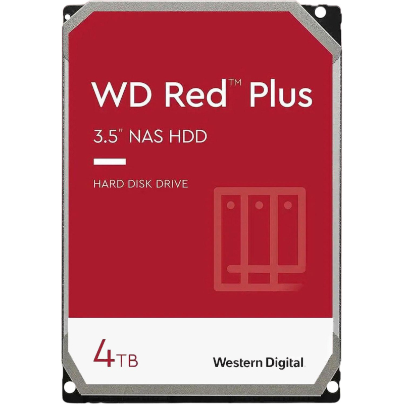 Жесткий диск Western Digital Red Plus 4TB, SATA, 5400rpm, 256MB(WD40EFPX) - фото 1