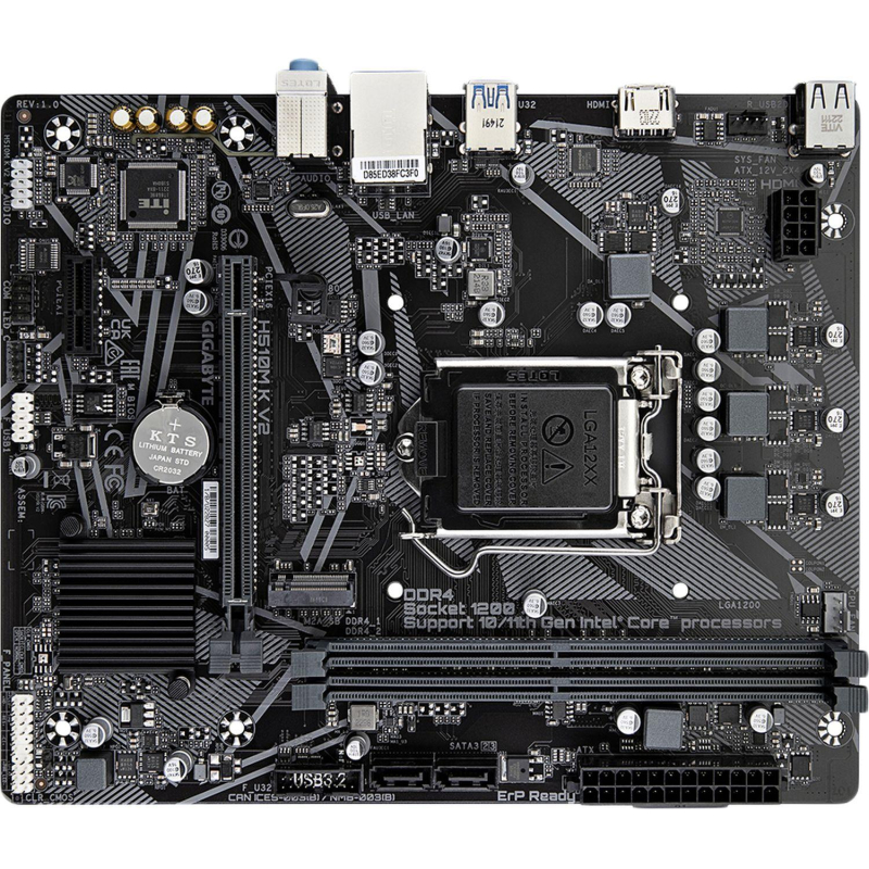 Материнская плата GIGABYTE H510M K V2 s1200, H470, 2xDDR4 mATX - фото 2