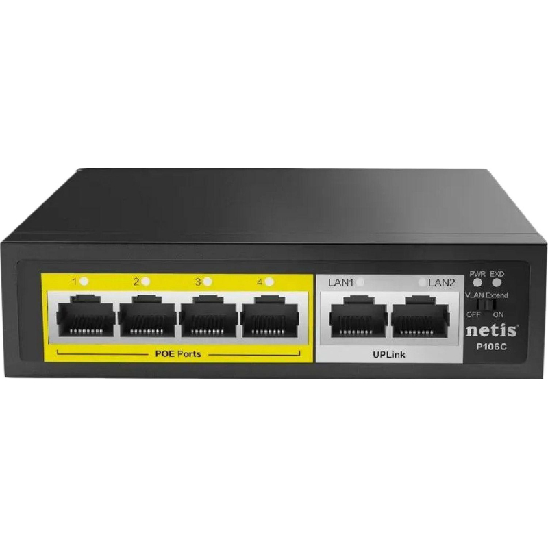 Коммутатор Netis P106C неуправл, 4х100 Мбит/с PoE+ , 2х100 Мбит/с Uplink - фото 2