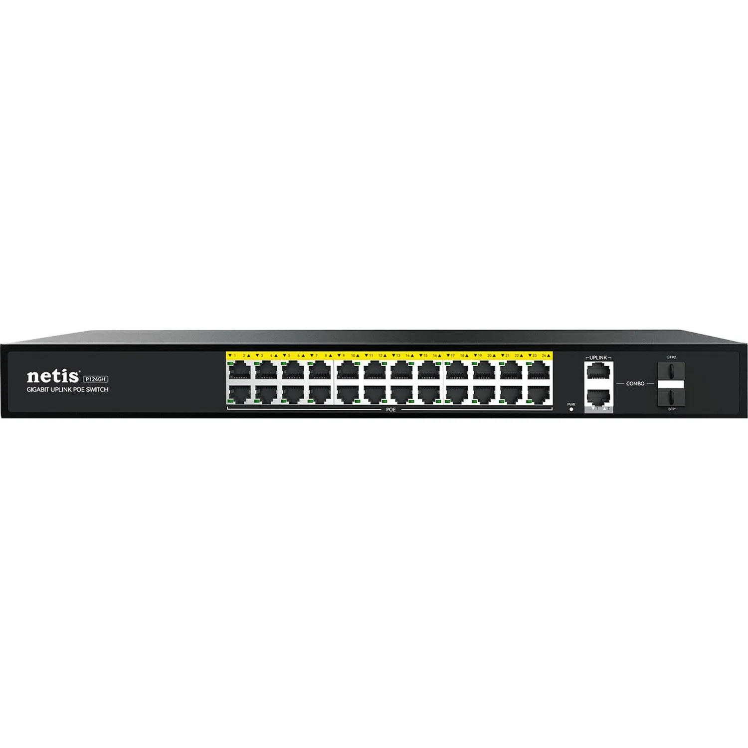 Коммутатор Netis P124GH неуправл PoE+, 24х100 Мбит PoE+, 1х1000 Мбит Uplink - фото 1
