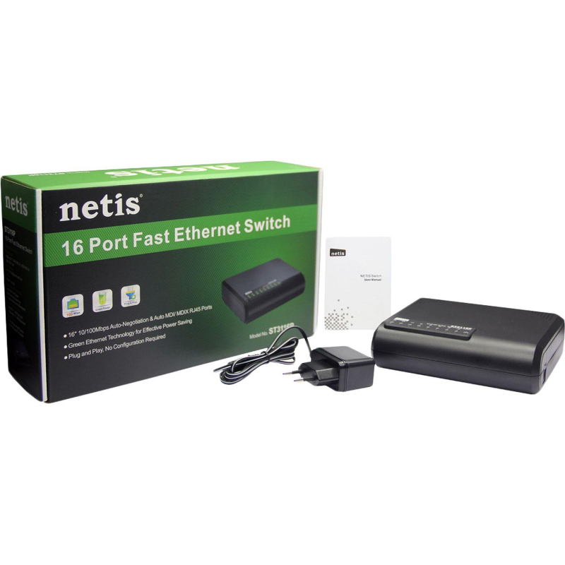 Коммутатор Netis ST3116P неуправляемый, 16-портовый, 100 Мбит/с - фото 4
