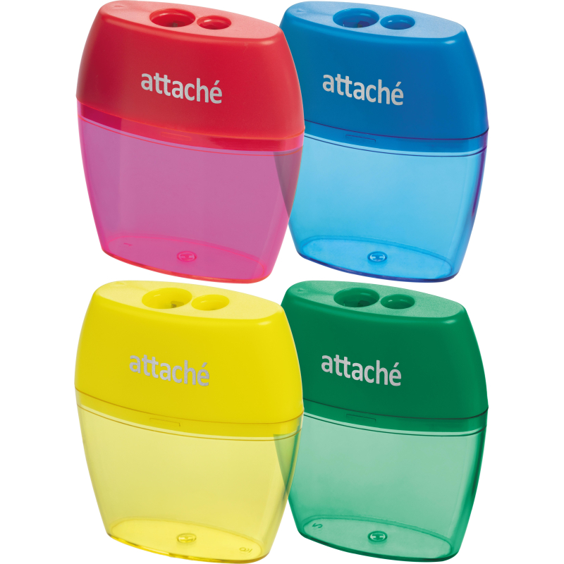 Точилка Attache, 2 отверстие, с контейнером, в ассорт - фото 1