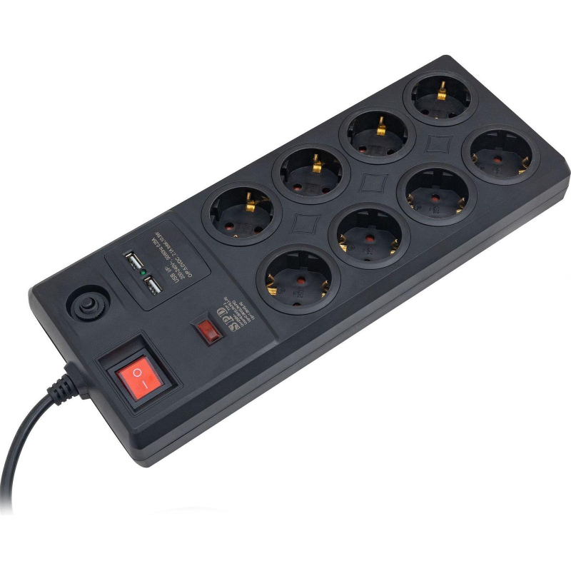 Сетевой фильтр СТАРТ С/УД-Ф SP 8x1 ZDVT 2USB(8р/1.5и/2xUSB) - фото 1
