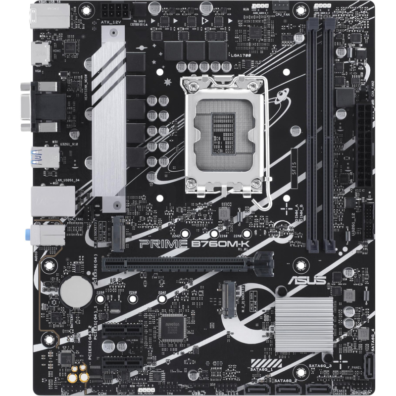 Материнская плата ASUS PRIME B760M-K, s1700, Intel B760, 2xDDR5 mATX - фото 1