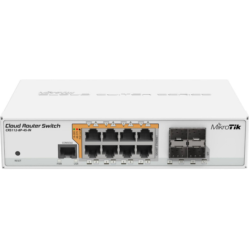 Коммутатор MikroTik CRS112-8P-4S-IN 8х10/100/1000 Ethernet, 4 x SFP ports - фото 1