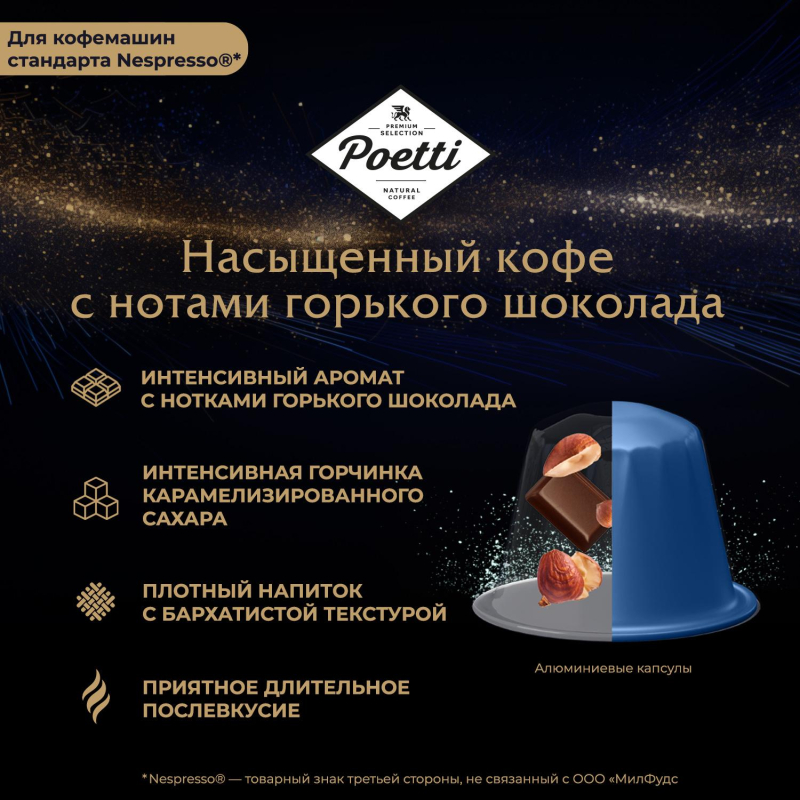 Кофе в капсулах Poetti Leggenda Espresso(Nespresso Original), 5,3грx10шт/уп - фото 6