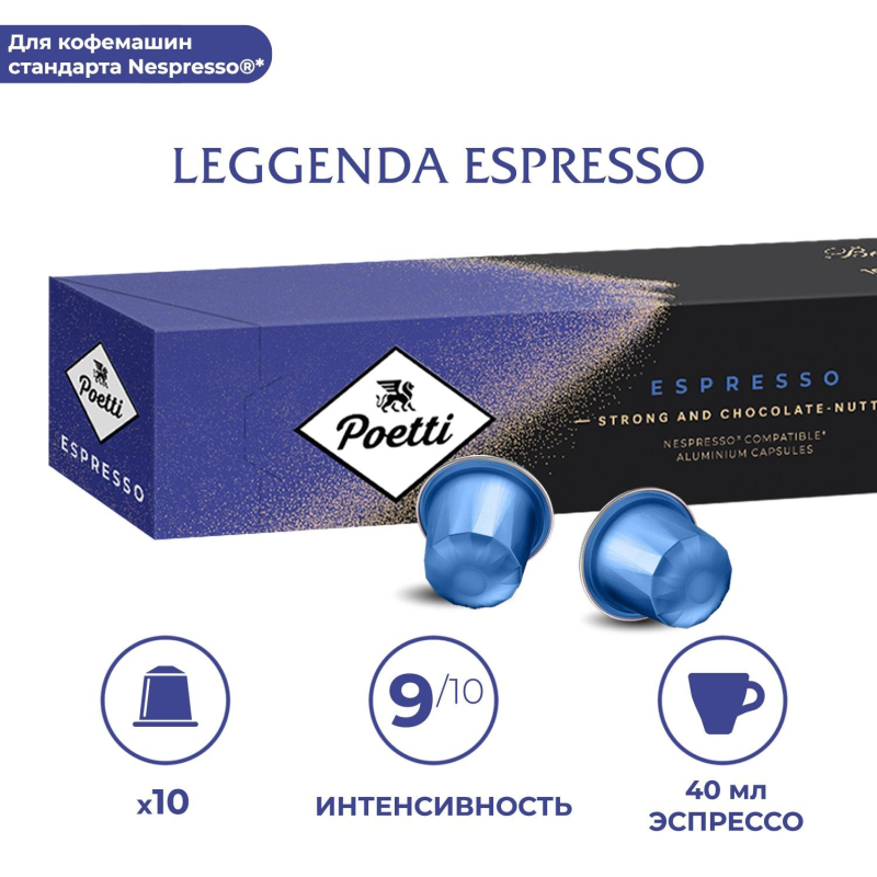 Кофе в капсулах Poetti Leggenda Espresso(Nespresso Original), 5,3грx10шт/уп - фото 8