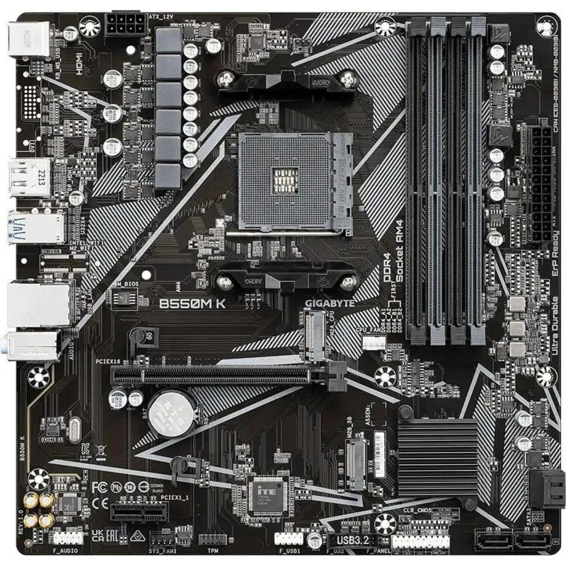 Материнская плата Gigabyte B550M K, sAM4, AMD B550, 4xDDR4 mATX - фото 1