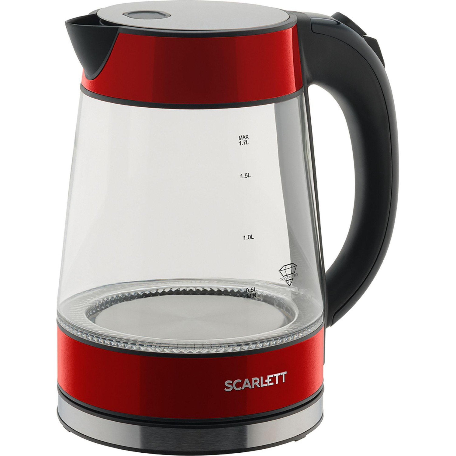 Чайник электрический SCARLETT SC-EK27G79, стекло, 2200Вт, 1.7л, красный - фото 7