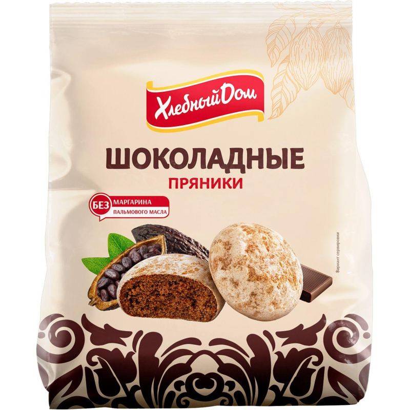 Пряники Хлебный Дом шоколадные узоры, 300г - фото 1