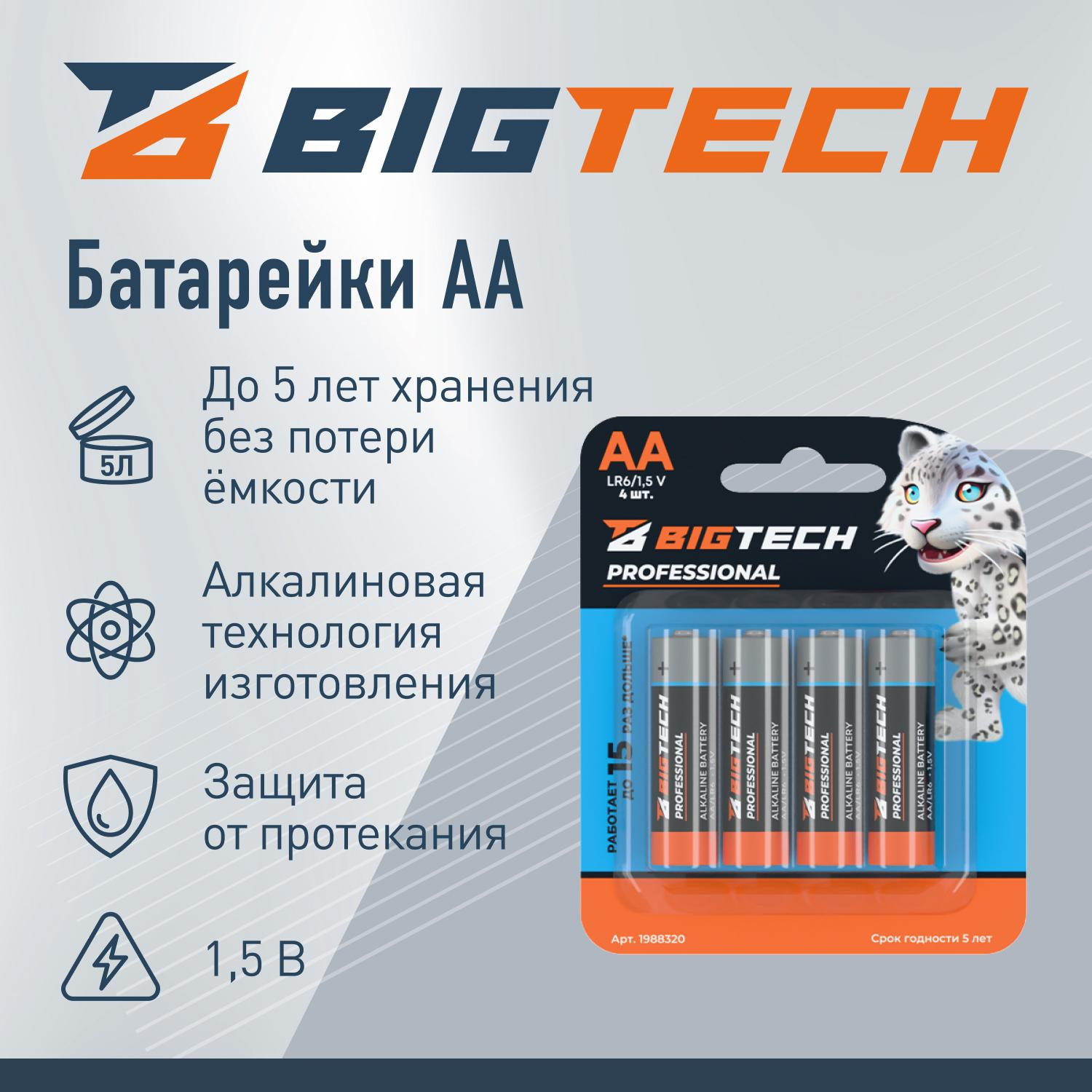 Батарейка BigTech Professional АA/LR6 бл/4шт - фото 2