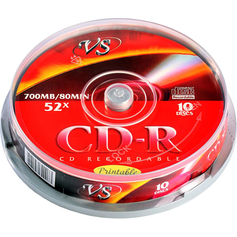 Носители информации CD-R 80 52x, VS, 10шт/уп Ink Print - фото 1