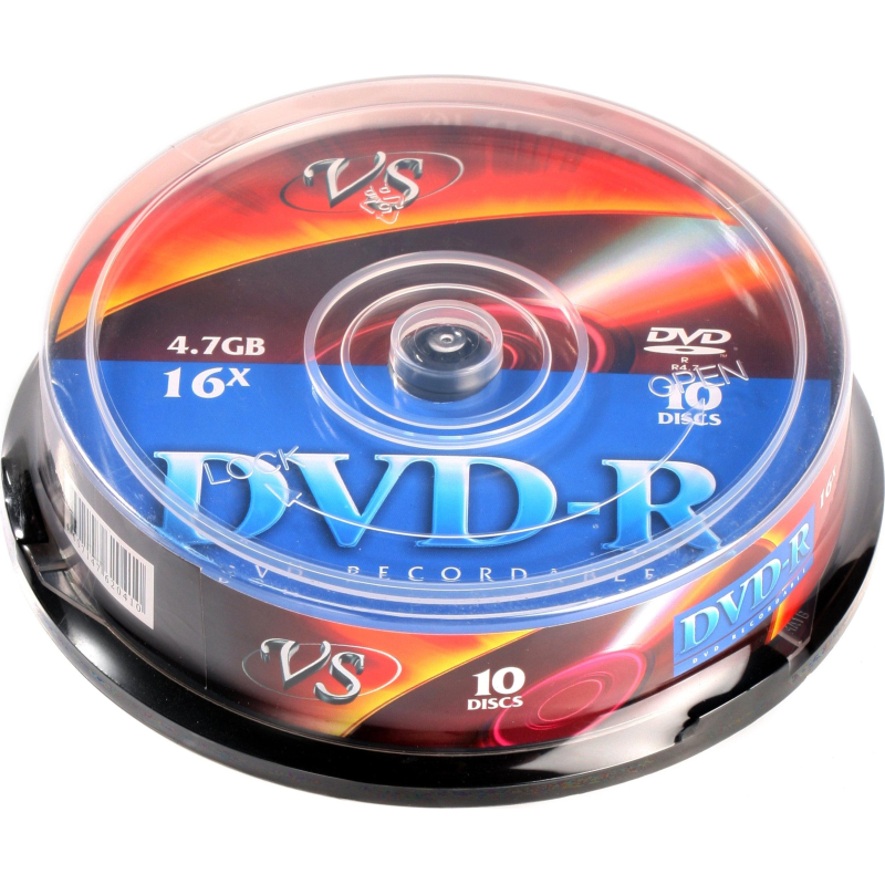 Носители информации DVD-R (VSDVDRCB1001), 4,7 GB 16x, VS, 10шт/уп - фото 1