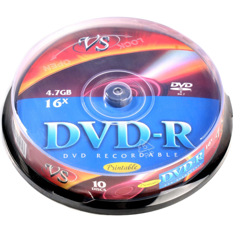Носители информации DVD-R 4,7 GB 16x, VS, 10шт/уп Ink Print - фото 1