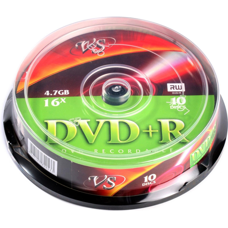 Носители информации DVD+R 4,7 GB 16x, VS, 10шт/уп - фото 1