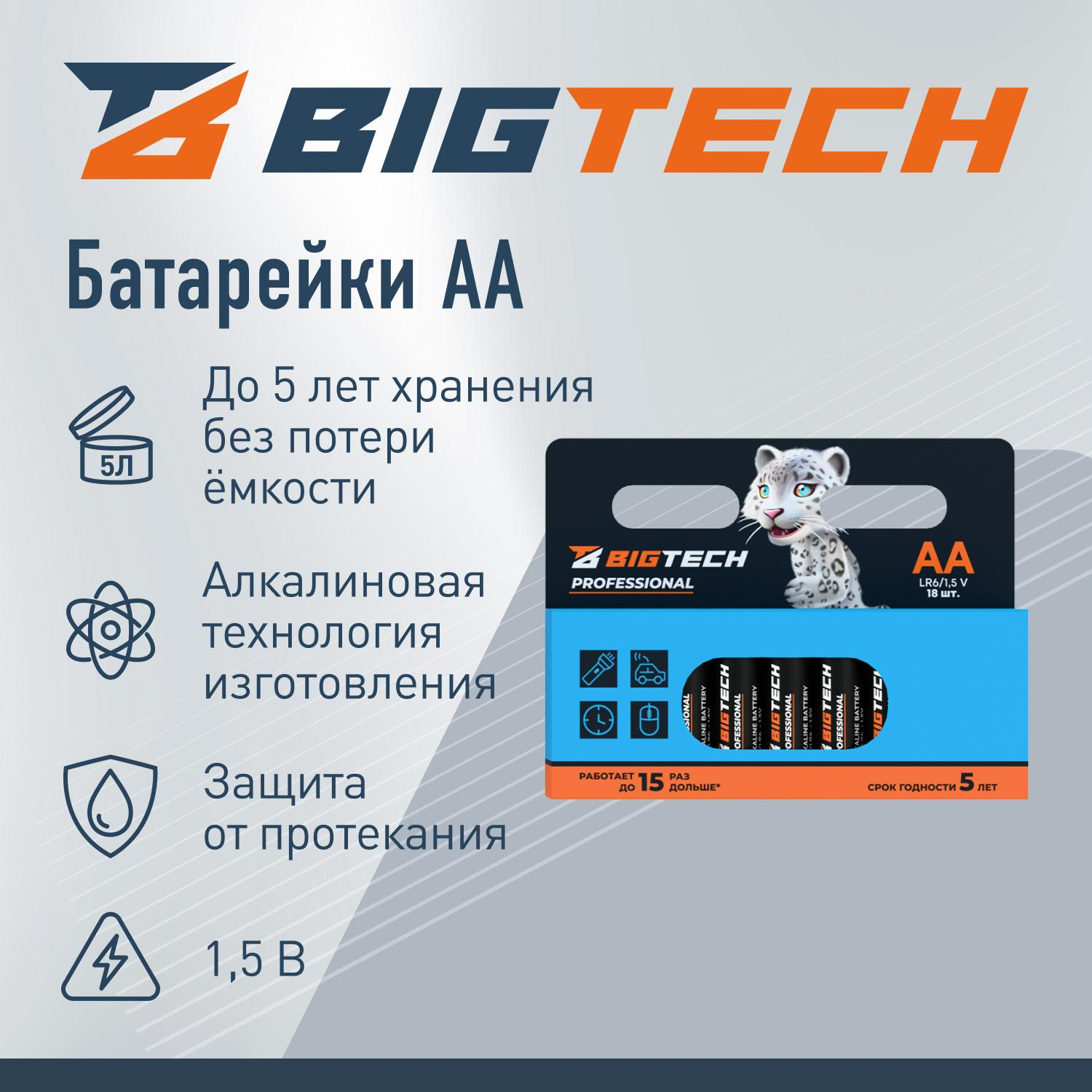 Батарейка BigTech Professional АA/LR6 уп/18шт - фото 2