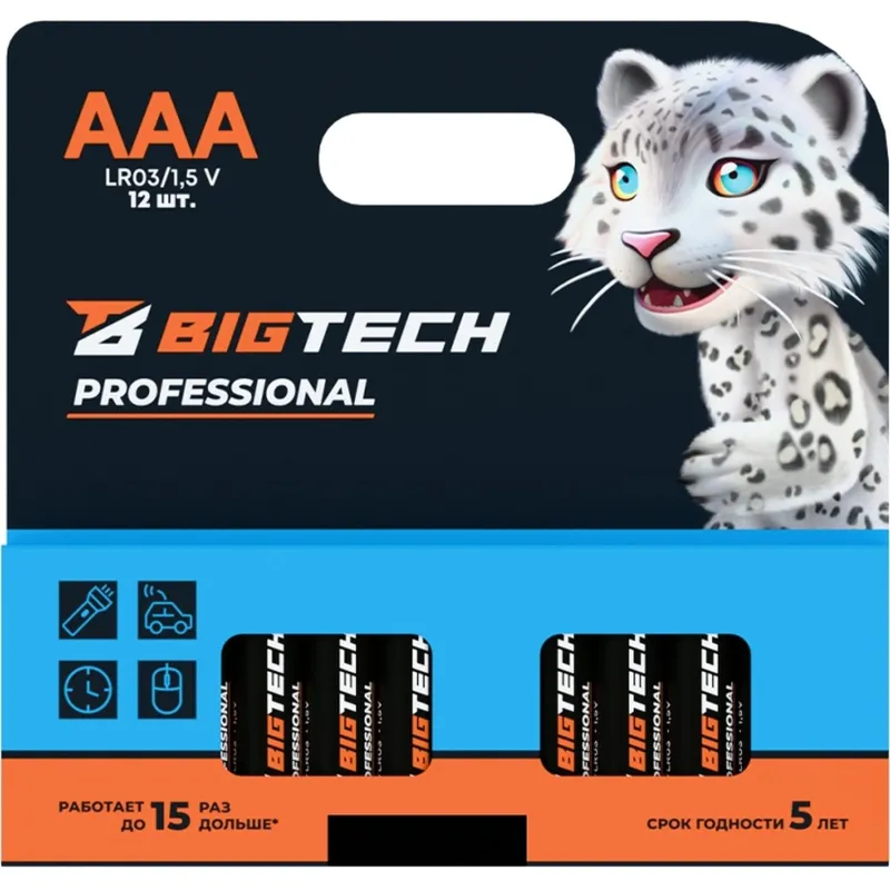 Батарейка BigTech Professional ААA/LR03 уп/12шт - фото 1