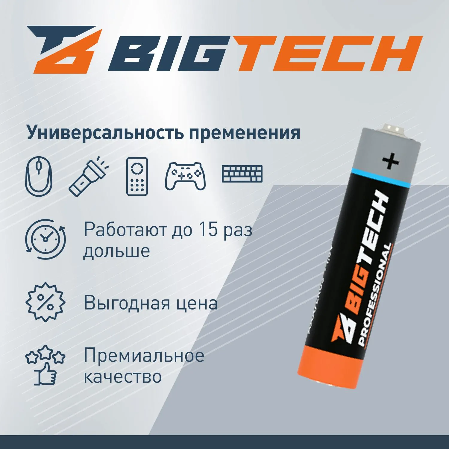 Батарейка BigTech Professional ААA/LR03 уп/12шт - фото 4