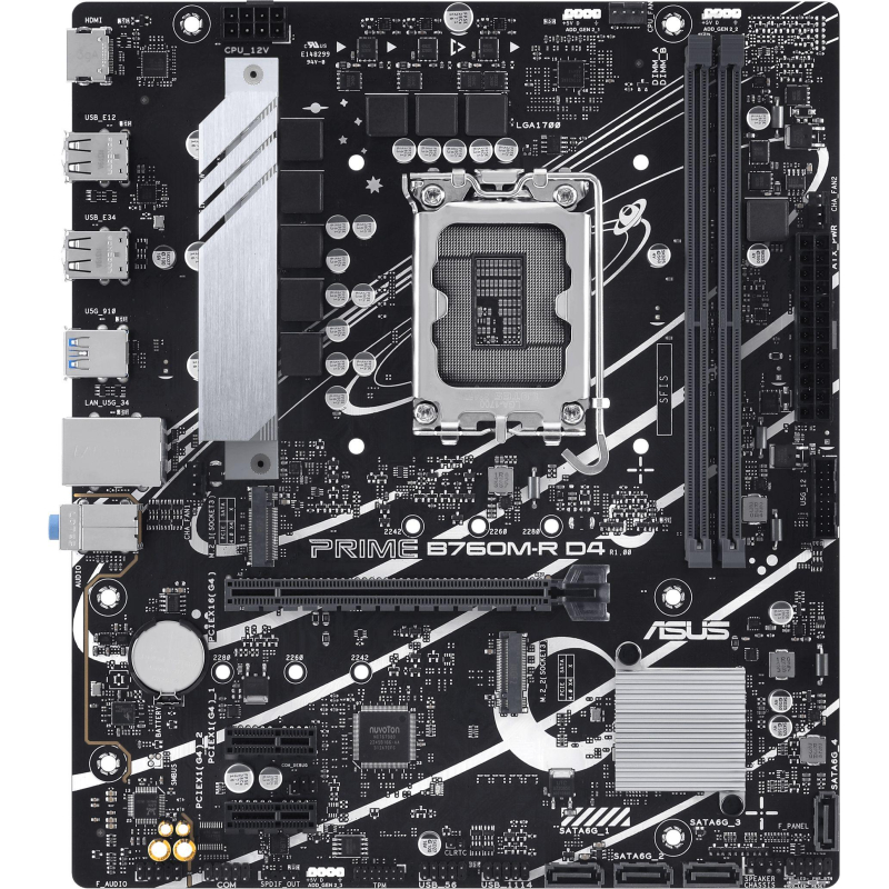 Материнская плата ASUS PRIME B760M-R D4, LGA1700,2xDDR4,(90MB1HA0-M0EAY0) - фото 1