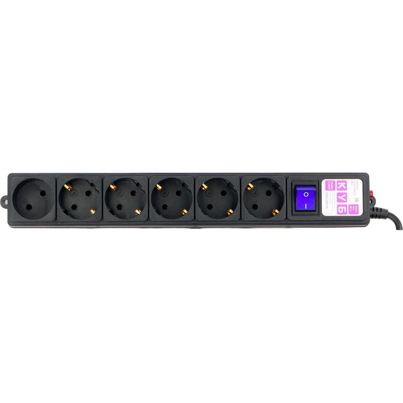 Сетевой фильтр Power Cube 6р/1,9м, 16А/3.5кВт,3x1,0, черн(SPG6-B1,9M) - фото 2