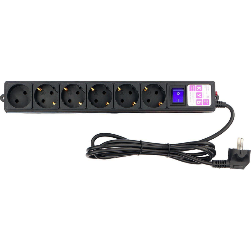 Сетевой фильтр Power Cube 6р/1,9м, 16А/3.5кВт,3x1,0, черн(SPG6-B1,9M) - фото 3
