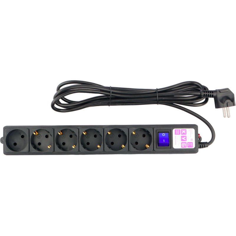 Сетевой фильтр Power Cube 6р/3м, 16А/3,5кВт,3x1,0, черн(SPG6-B3M) - фото 3
