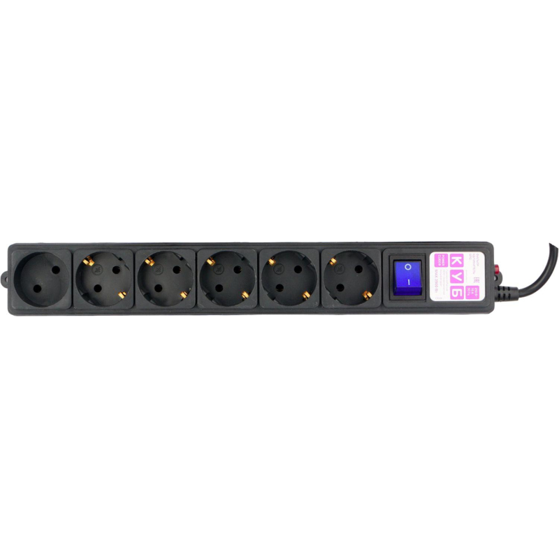Сетевой фильтр Power Cube 6р/5м, 16А/3.5кВт, 3x1,0, черн(SPG6-B5M) - фото 2