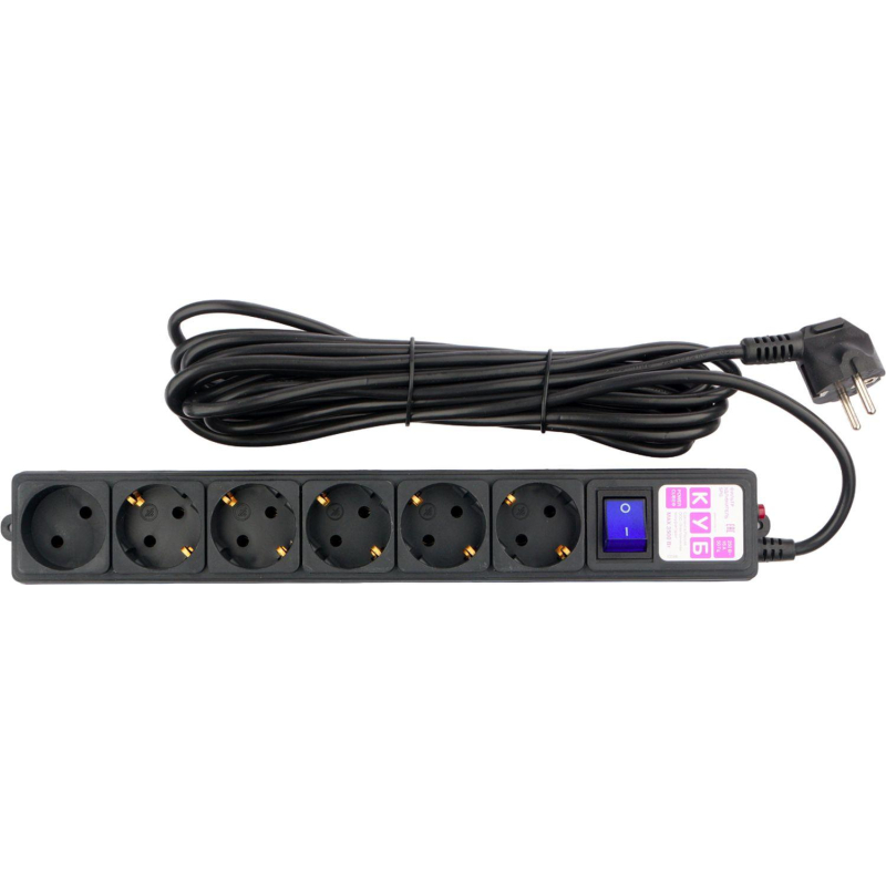 Сетевой фильтр Power Cube 6р/5м, 16А/3.5кВт, 3x1,0, черн(SPG6-B5M) - фото 3