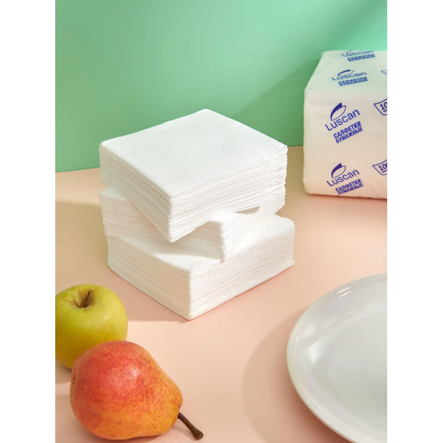 Салфетки бумажные Luscan PROFI PACK 1сл24х24 белые 400шт/уп - фото 6