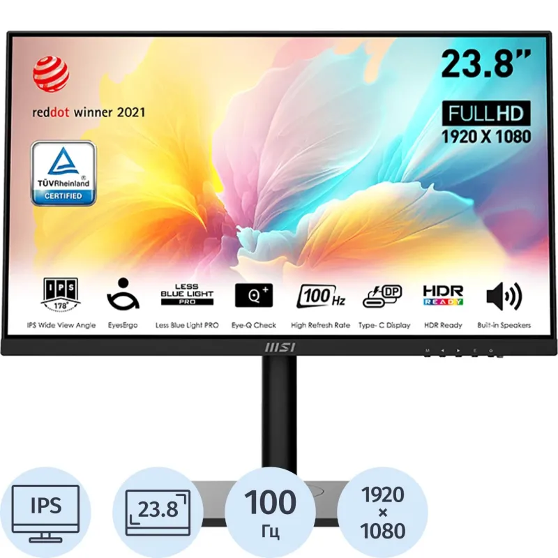 Монитор MSI LCD (9S6-3PA59H-095) 23.8''/FHD/IPS/75Hz/250cd/5ms/HDMI - фото 1