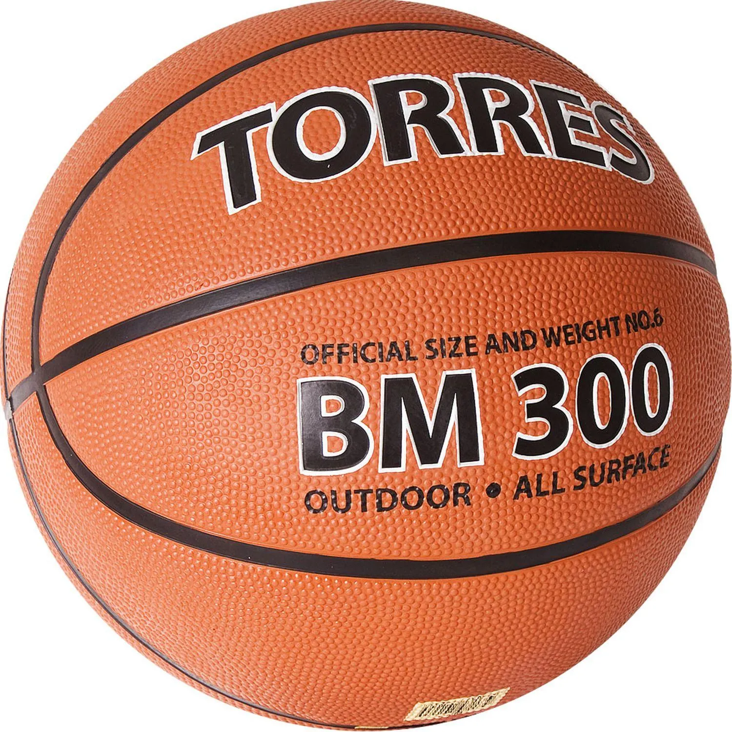 Мяч баск. трен. TORRES BM300, B02016, р.6 темнооранжево-черный - фото 1