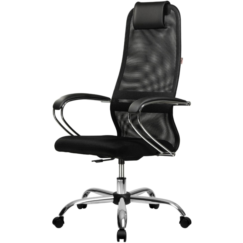 Кресло МТ_EChair 675 TTW сетка/ткань черный, хром - фото 1