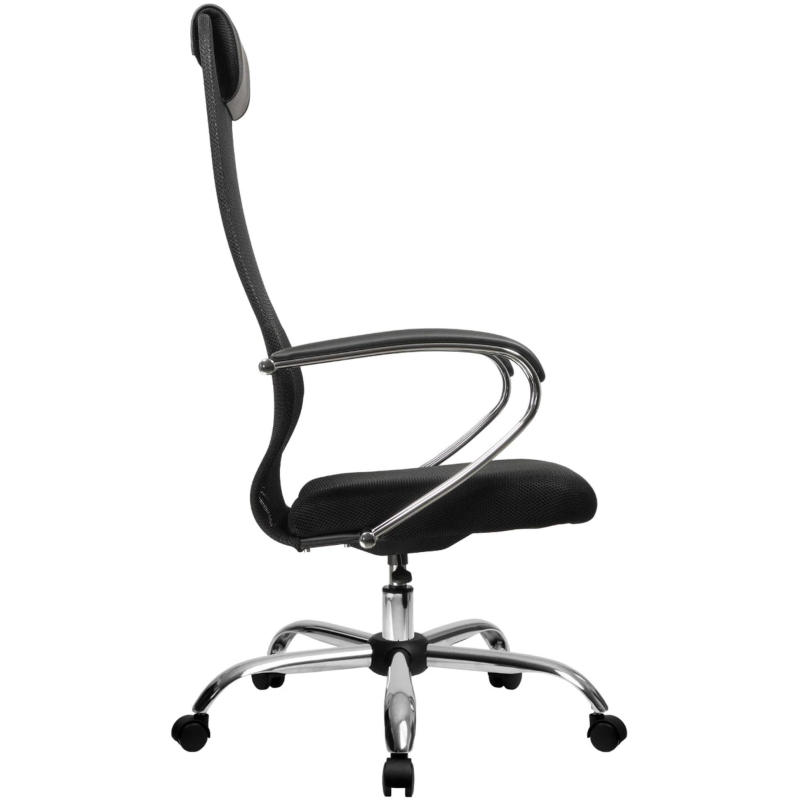 Кресло МТ_EChair 675 TTW сетка/ткань черный, хром - фото 3