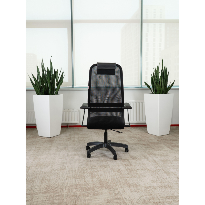 Кресло МТ_EChair 675 TTW сетка/ткань черный, хром - фото 5