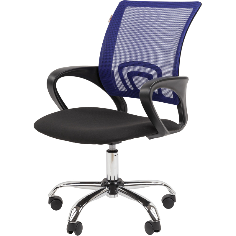 Кресло VT_EChair-304LT TC ткань черн/сетка синий, хром - фото 1