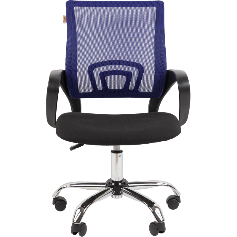 Кресло VT_EChair-304LT TC ткань черн/сетка синий, хром - фото 2
