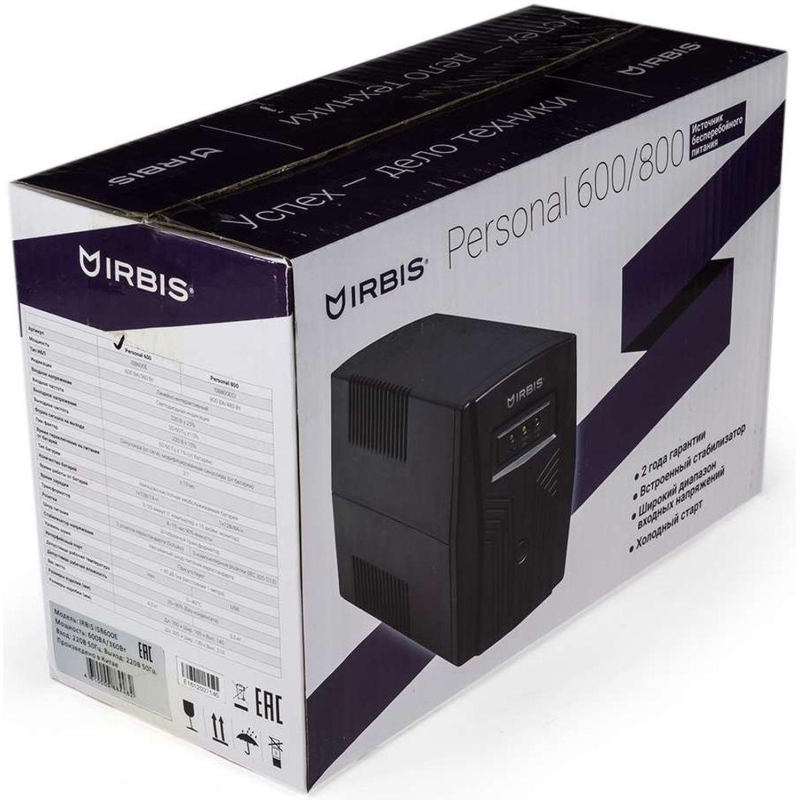 ИБП IRBIS UPS Personal  600Ва/360Вт, Line-Int(ISB600E) - фото 3
