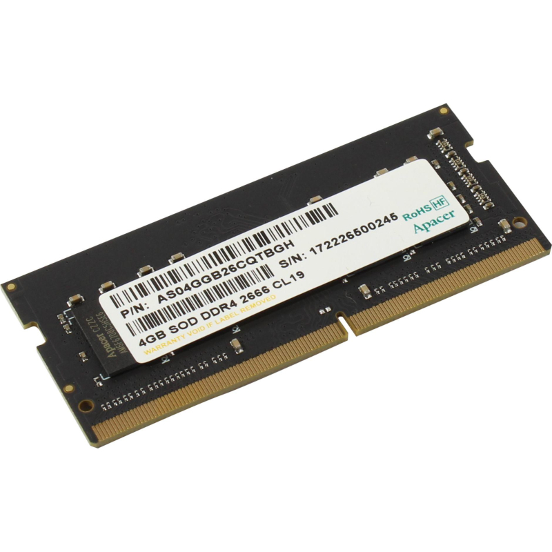 Модуль памяти Apacer DDR4  4GB 2666MHz SO-DIMM CL19(AS04GGB26CQTBGH) - фото 1