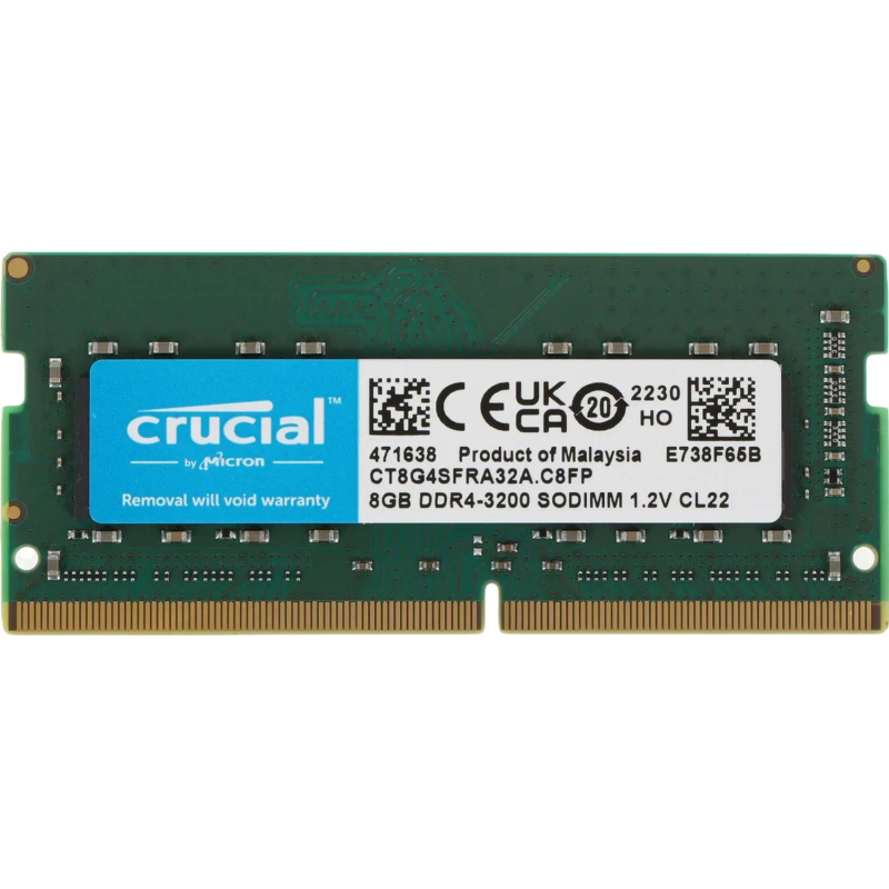 Модуль памяти Crucial by Micron DDR4 8GB 3200MHz SODIMM CL22(CT8G4SFRA32A) - фото 1