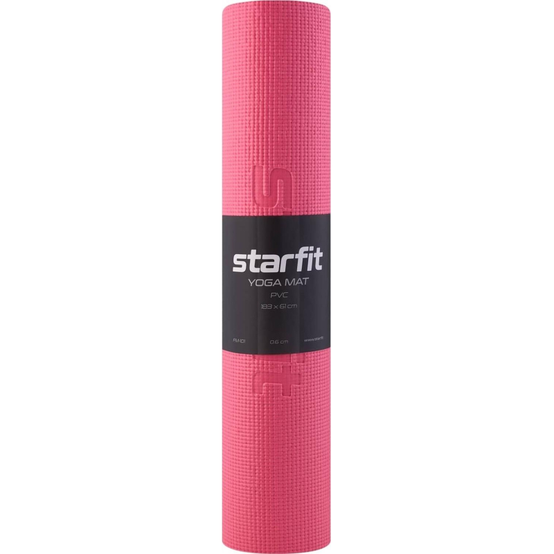 Коврик для йоги STARFIT FM-101 PVC, 0,6 см, 183x61см, розов, ЦБ-00001687 - фото 4