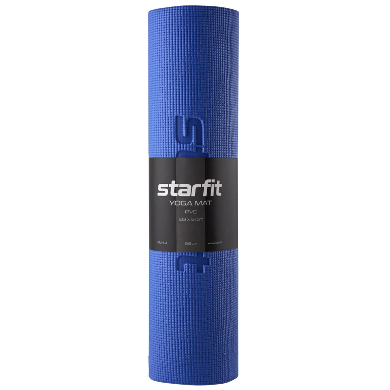 Коврик для йоги STARFIT FM-101 PVC, 0,8 см, 183x61см,темно-син, ЦБ-00001561 - фото 4