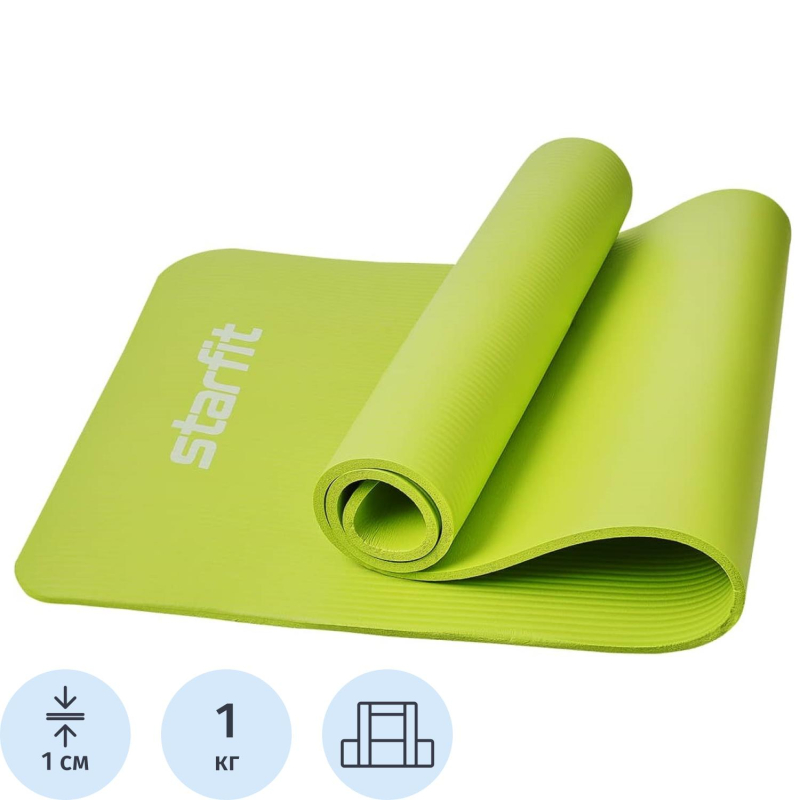 Коврик для йоги  STARFIT FM-301 NBR, 1,0 см, 183x61см,лаймовый, ЦБ-00002281 - фото 1