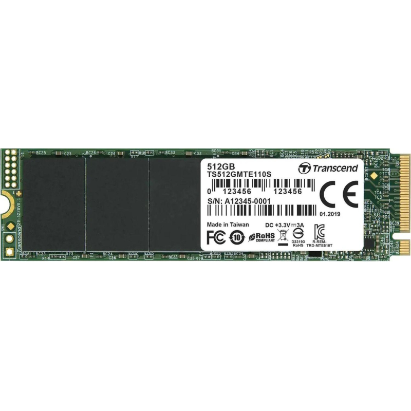 SSD накопитель Transcend MTE110S(TS512GMTE110S),512GB, M.2,NVMe,PCIe 3.0 x4 - фото 1