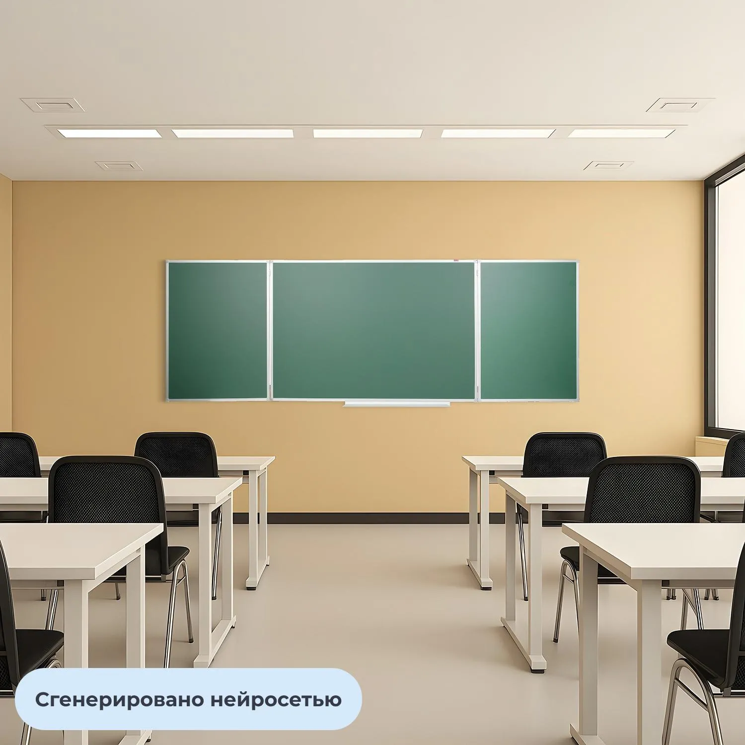 Доска магнитно-меловая 100х300см Attache 3-х секционная зеленая, лак - фото 8