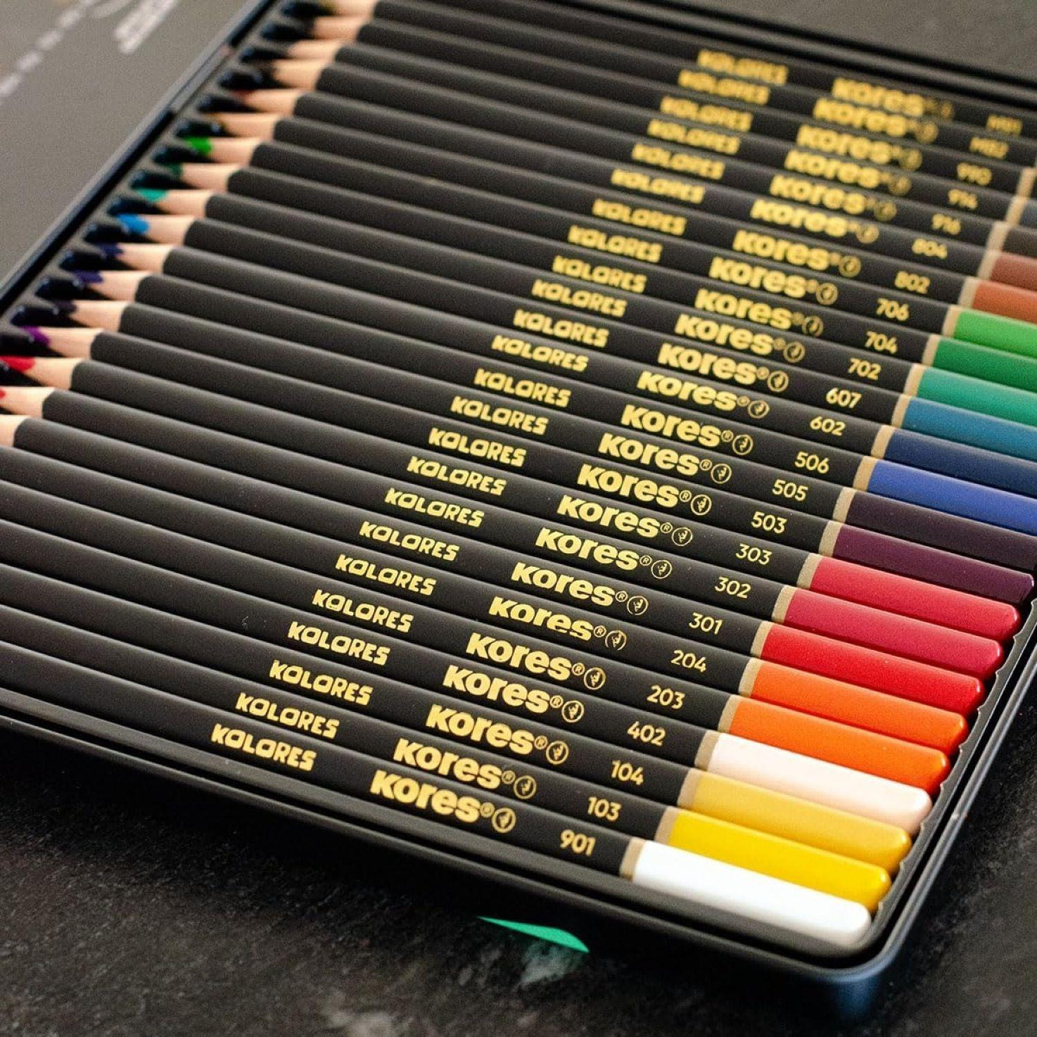 Карандаши цветные Kores Kolores 3-гран 3мм 24 цв/наб в металл.коробке 93325 - фото 7
