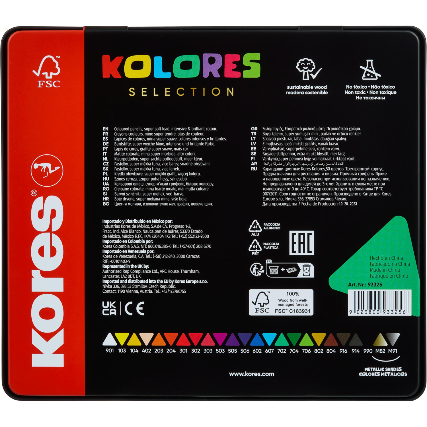 Карандаши цветные Kores Kolores 3-гран 3мм 24 цв/наб в металл.коробке 93325 - фото 8