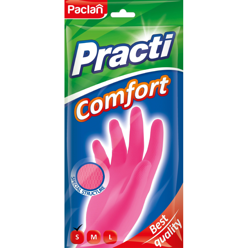 Перчатки резиновые Paclan Practi Comfort розовые 4076414 р.S - фото 6