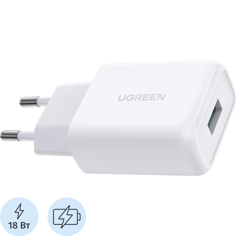 Зарядное устройство UGREEN USB-A QC 3.0 18W Charger CD122 (White) (10133) - фото 1
